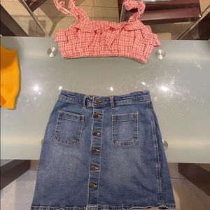 Super cute pink and red crop top with gap miniskirt can be sold separately